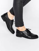 Bronx Leather Lace Up Flat Shoes - Black