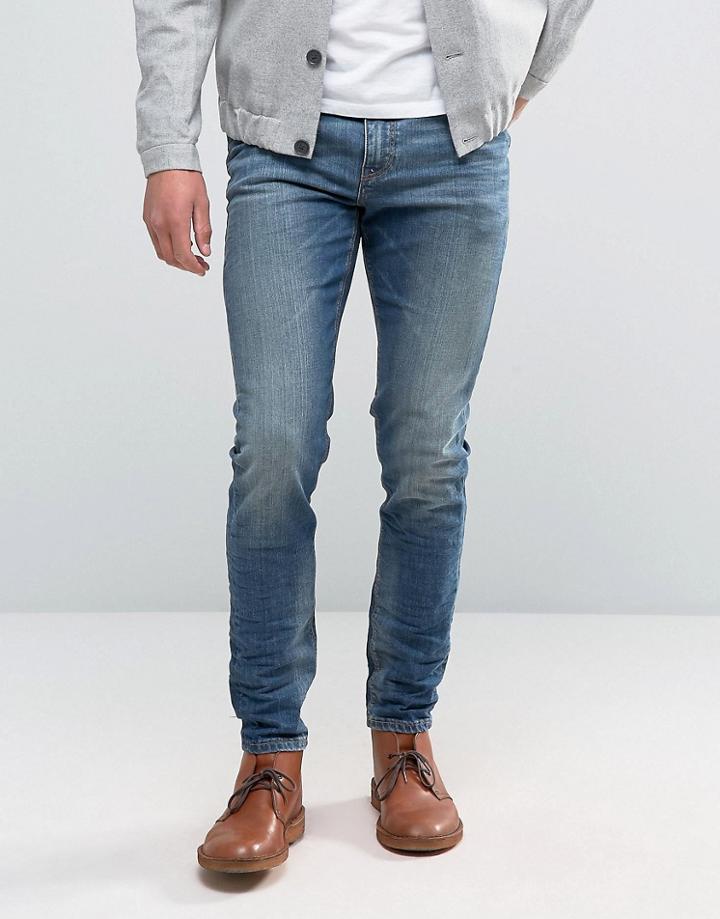 Asos Skinny Jeans In 12.5oz Mid Blue - Blue