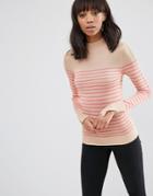Asos Sweater With Turtleneck In Stripe In Soft Yarn - Multi