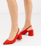 Asos Design Wide Fit Samson Slingback Mid Heels In Red