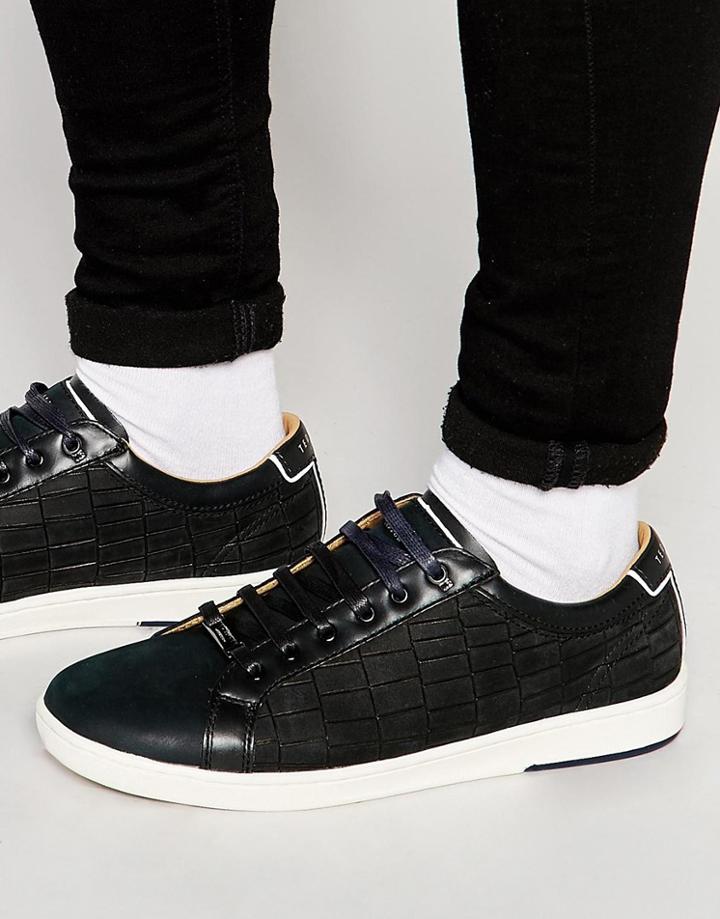 Ted Baker Borgeo Nubuck Leather Croc Sneakers - Black