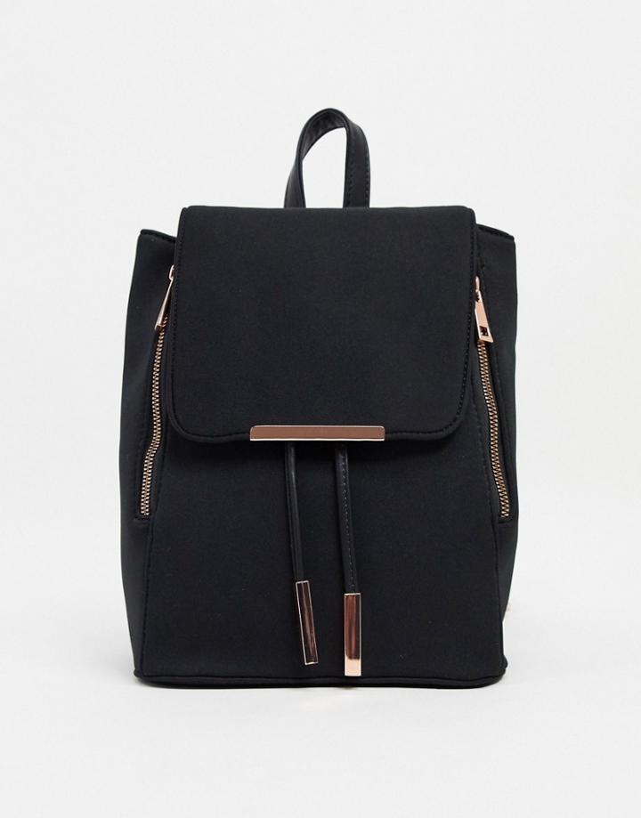 Asos Design Scuba Backpack With Rose Gold Hardware-black