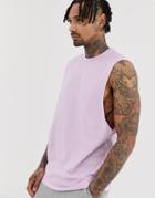 Asos Design Organic Relaxed Sleeveless T-shirt With Dropped Armhole In Purple