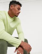 Asos Design Long Sleeve T-shirt With Crew Neck In Green