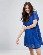 Asos Mini Lace T-shirt Dress - Blue