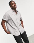 Asos Design Boxy Oversized Washed Poplin Shirt In Charcoal-grey