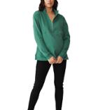 Cotton: On Maternity Zip Front Ribbed Fleece In Green