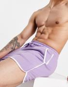Asos Design Lounge Runner Short In Purple With White Contrast Binding