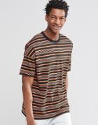 Asos Oversized T-shirt In Retro Stripe - Black