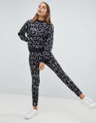 Love Moschino Alphabet Print Skinny Pants-black