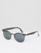Asos Square Sunglasses In Black Pearl Frame With Smoke Lens - Black