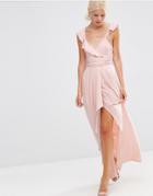 Asos Ruffle Strappy Soft Maxi Dress - Nude