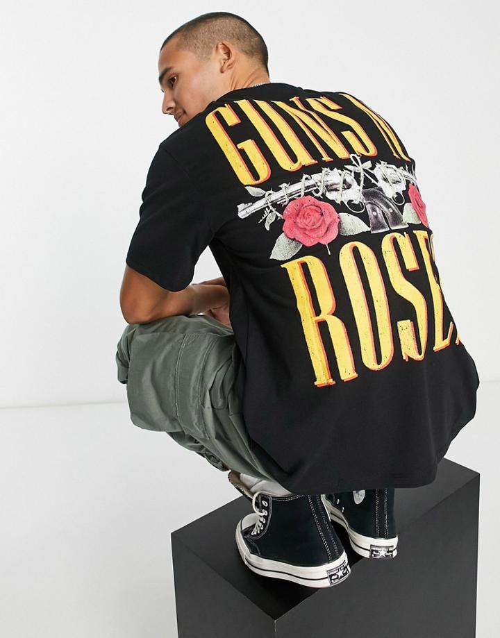 Pull & Bear Guns N' Roses T-shirt In Black