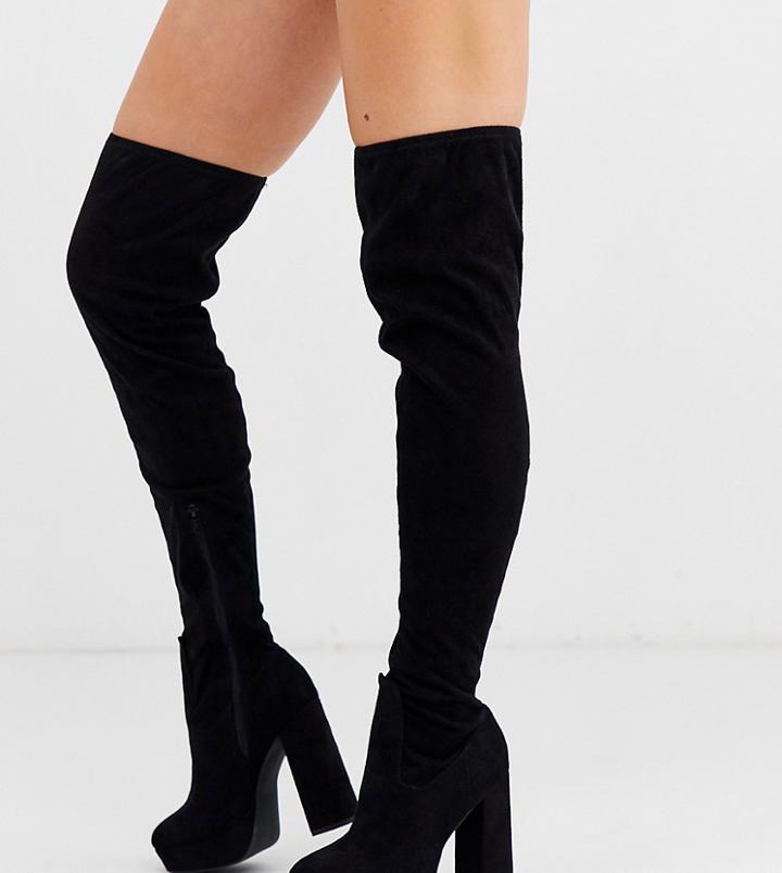 Asos Design Wide Fit Bianca Platform Thigh High Boots