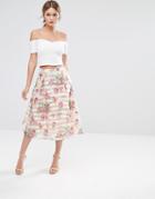 Oasis Floral Organza Midi Skirt - Multi