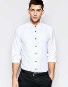 Asos Smart Shirt In Long Sleeve With Contrast Buttons Regular Fit - White