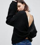 Asos Tall Chunky Sweater Twist Back - Black