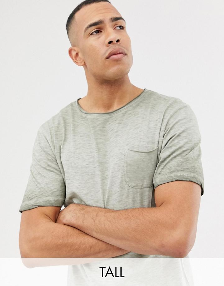 Replika Tall T-shirt In Washed Slub In Green - Green