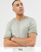 Replika Tall T-shirt In Washed Slub In Green - Green