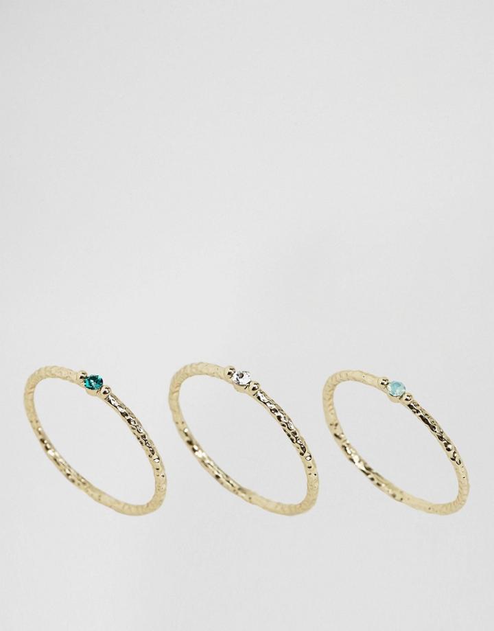 Orelia Gold Plated Multi Stone Ring Pack - Gold