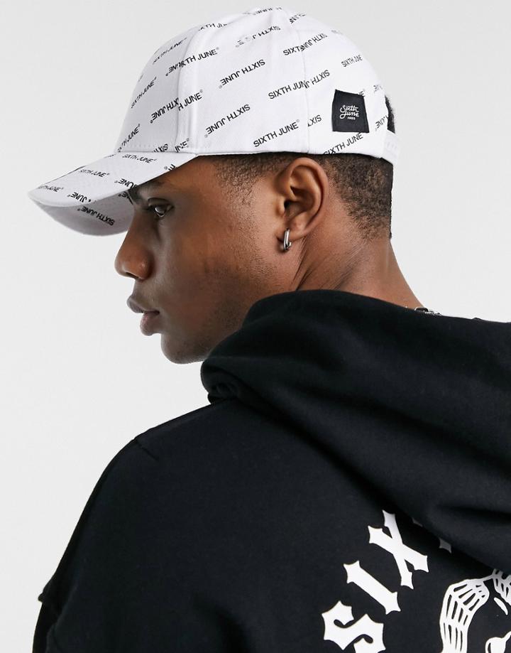 Sixth June All Over Logo Cap In White