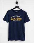 Jack & Jones Logo T-shirt In Navy