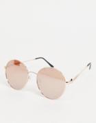 French Connection Round Lens Sunglasses-gold