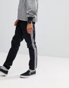 Asos Skinny Joggers Co-ord With Check Side Stripe In Black - Black