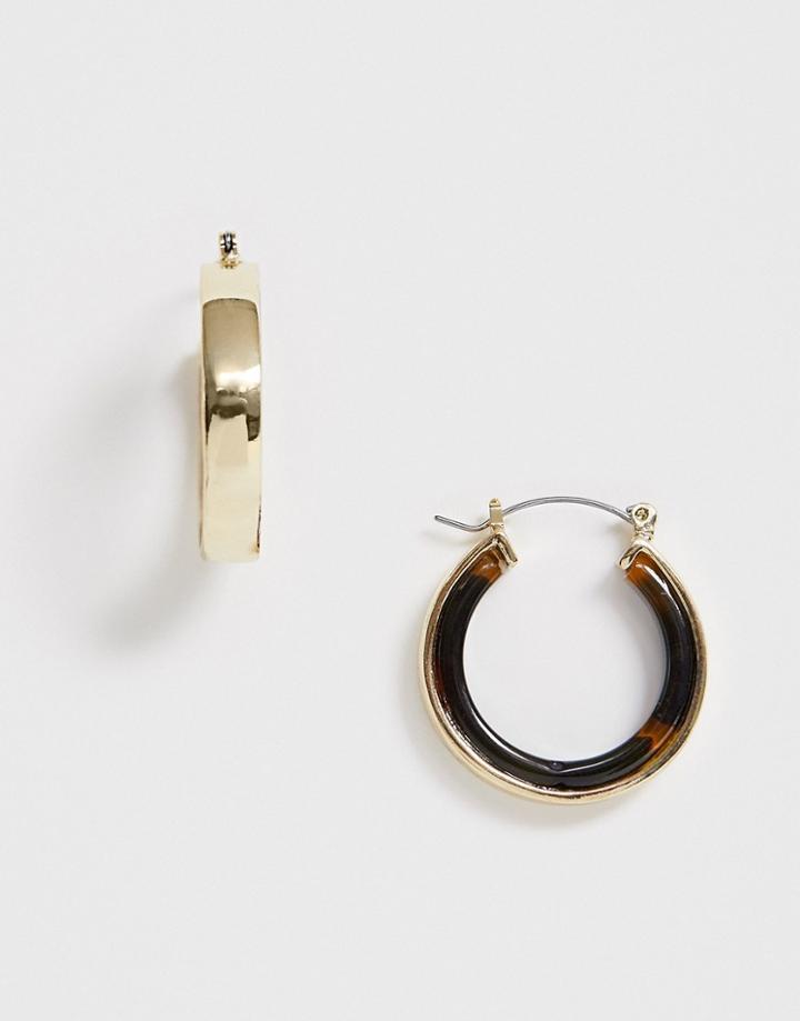Pieces Mini Tortoiseshell Hoop Earrings-brown