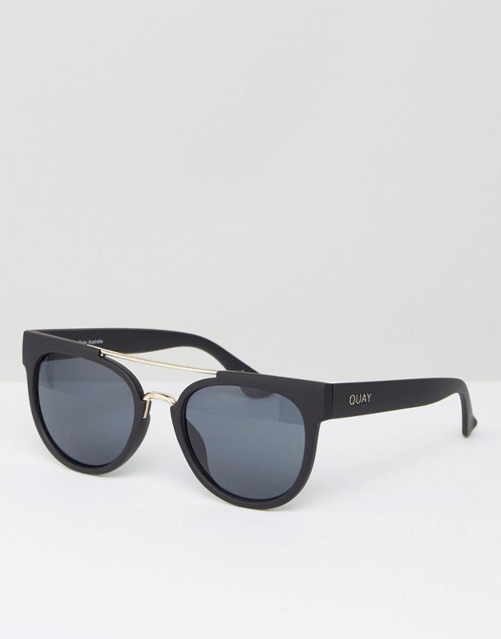 Quay Australia Round Sunglasses Odin With Double Brow - Black