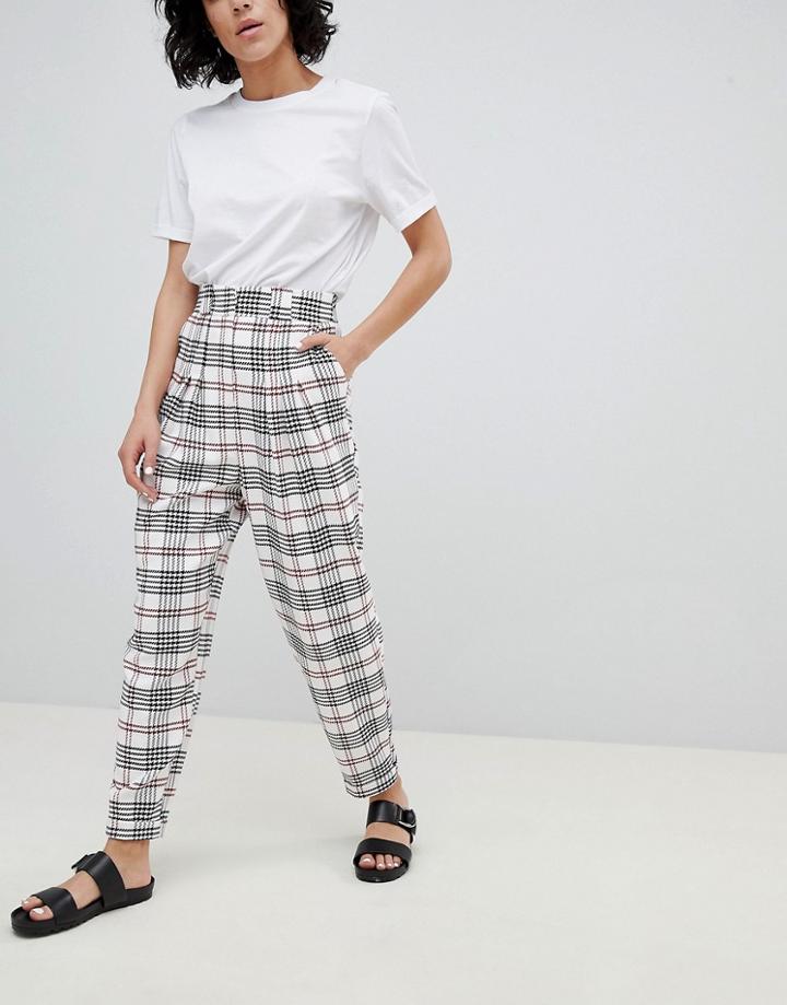 Asos Design Large Check Tapered Pants - Multi