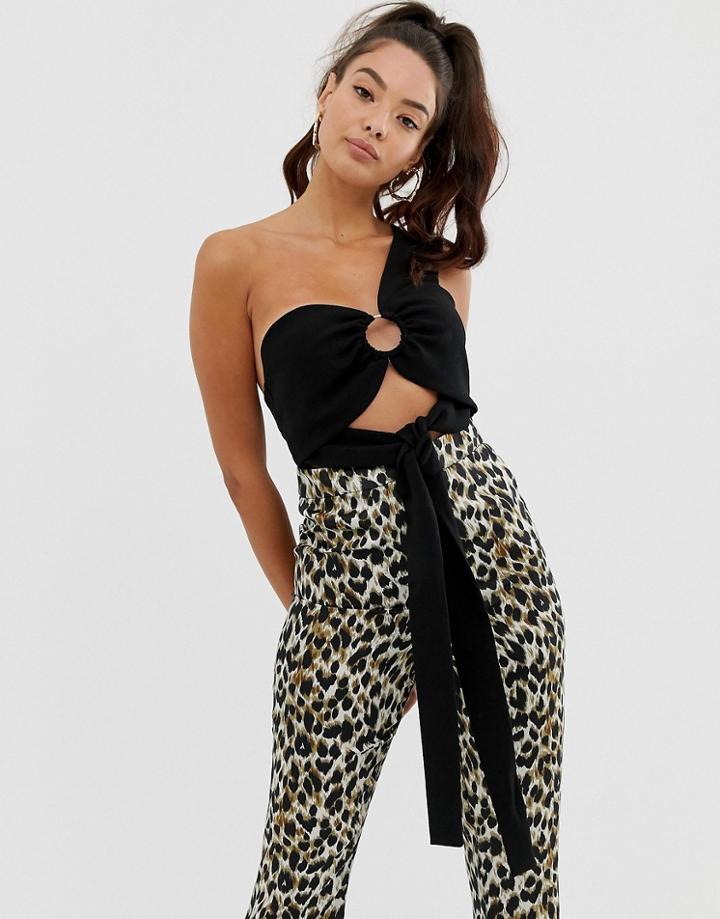 Asos Design Crop Top With Ring Detail-black