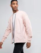 Asos Oversized Jersey Bomber Jacket With Double Layer Sleeve - Pink