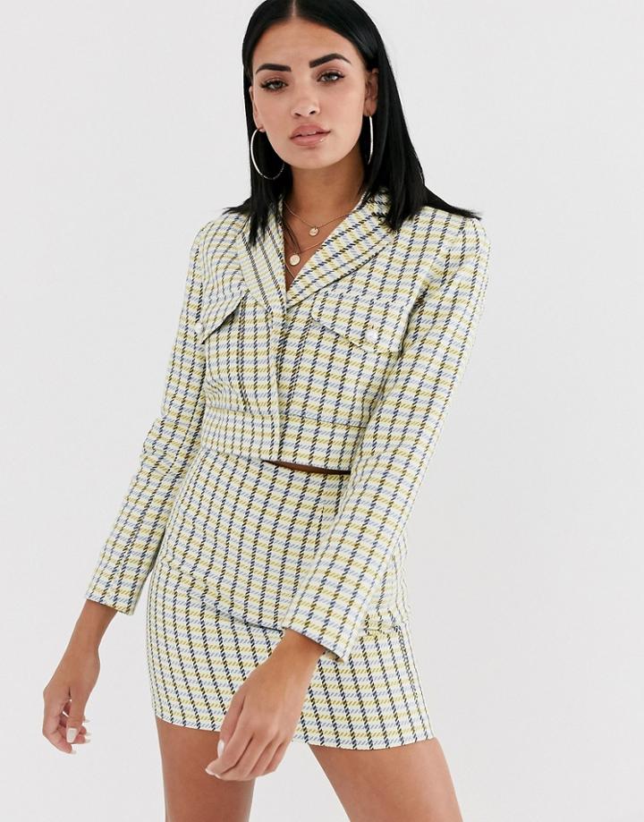 Asos Design Pop Boucle Crop Suit Blazer - Multi