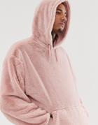 Asos Design Oversized Hoodie In Faux Fur In Pink - Pink