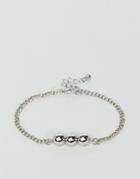 Asos Bracelet With Ball Detail In Silver - Brown