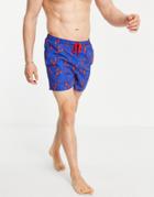 Only & Sons Lobster Print Swim Shorts In Blue-blues