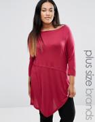 Junarose 3/4 Sleeve Asymmetric Jersey Top - Red