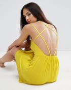 Asos Strappy Back A-line Sundress - Yellow