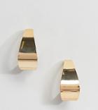 Designb London Gold Flat Teardrop Hoop Earrings - Gold