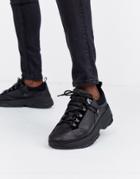 Selected Homme Chunky Sole Premium Leather Sneaker In Black