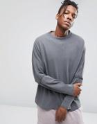 Asos Oversized Sweatshirt With Waffle Cut & Sew - Gray