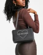 Love Moschino Heart Logo Chain Strap Shoulder Bag In Black
