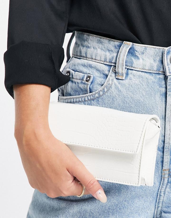 Truffle Collection Croc Cross Body Bag In White