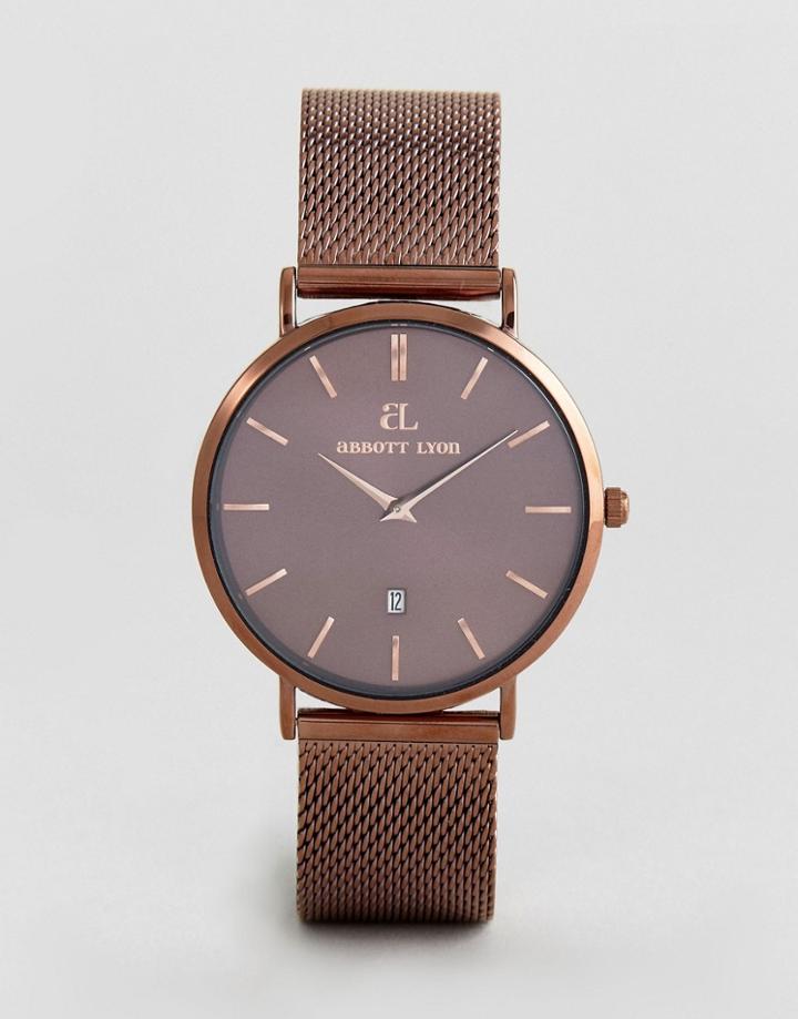 Abbott Lyon Mocha Mesh Watch - Pink