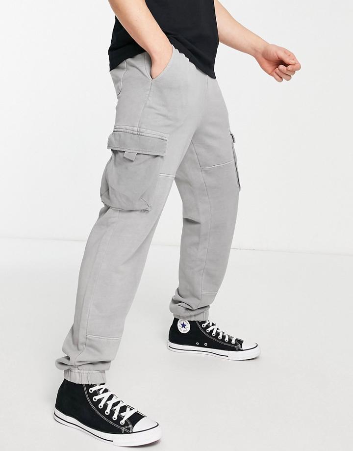 Only & Sons Tapered Fit Washed Cargo Joggers In Gray