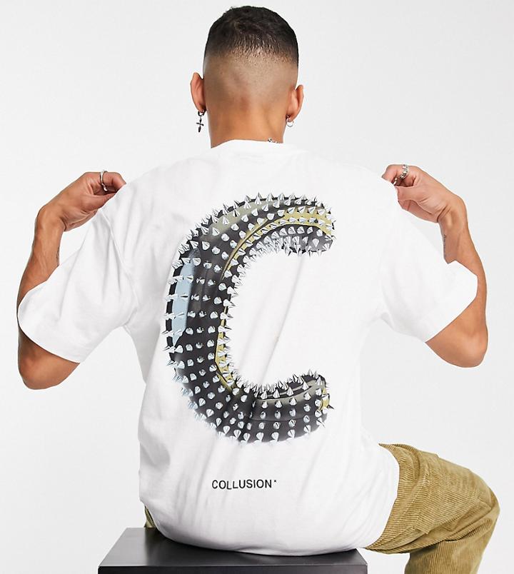 Collusion T-shirt With Spike Logo Print In White