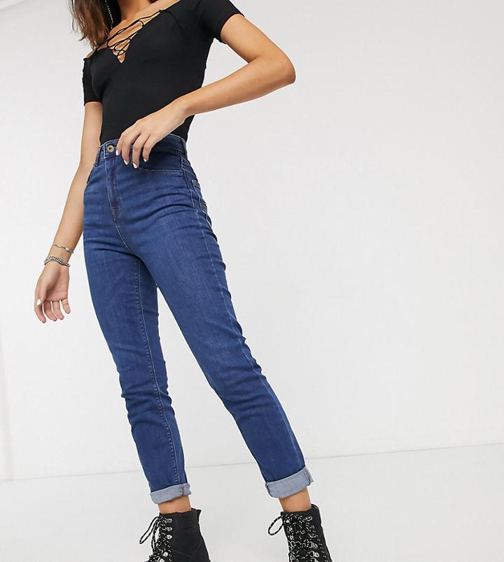 Collusion X011 Slim Mom Jeans In Dark Stone Wash-blues