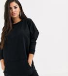 Asos Design Petite Sweat Dress With Front Pocket-black