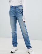 Noisy May Straight Leg Jean With Eyelet Detail - Blue